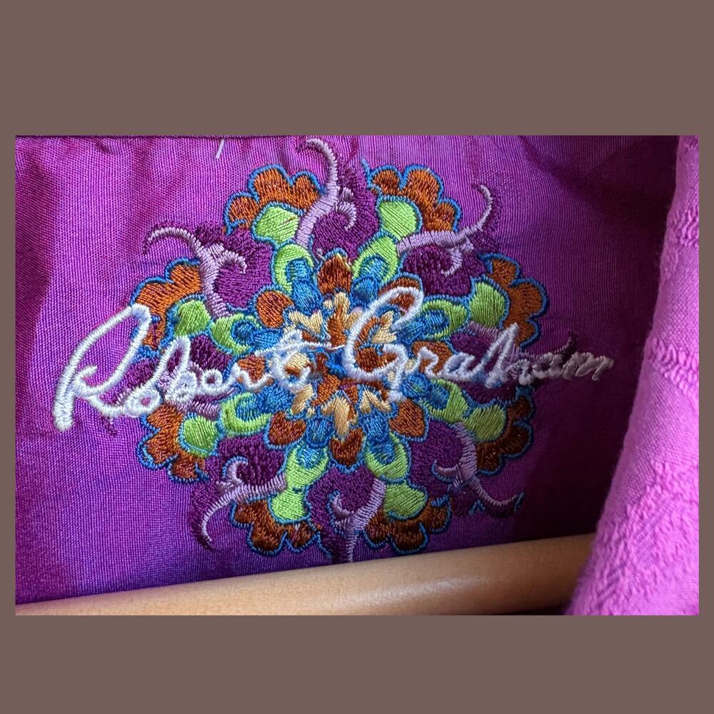 Robert Graham Button Up Shirt | Purple Paisley Jacquard | Size L | Vintage - Picture 3 of 5